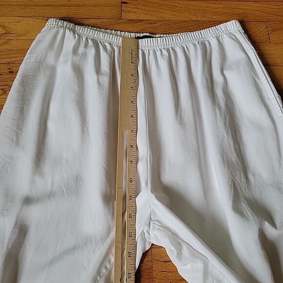 Cut Loose White Tencel Cropped Barrel Pants High Rise Pull On Beach Coastal - Picture 8 of 13